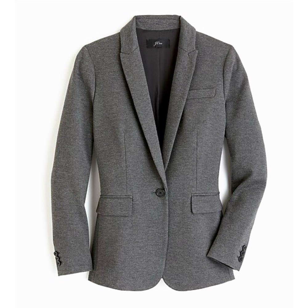 NEW J. Crew Parke Blazer in Ponte Knit One Button in Charcoal Gray Academia NWOT